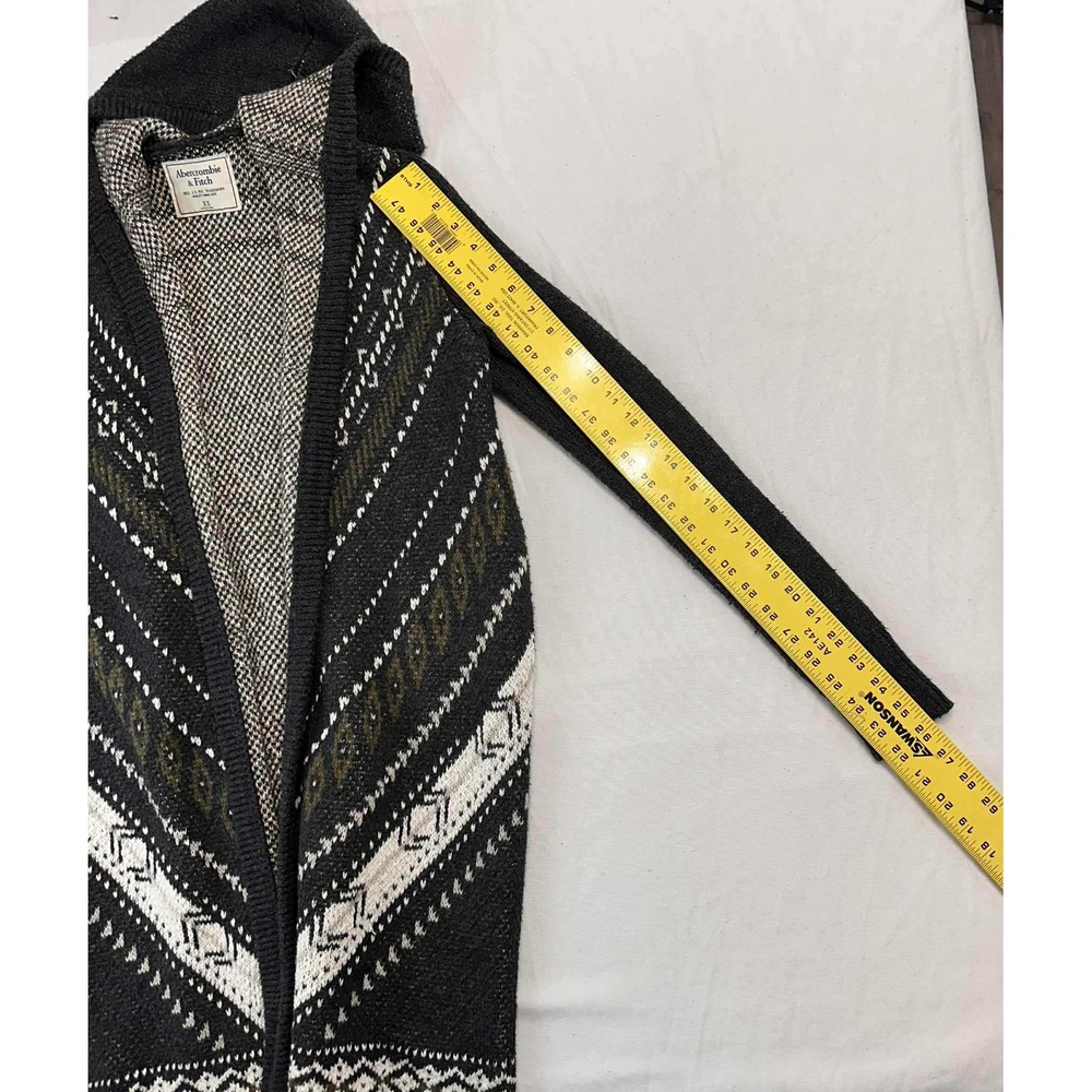Abercrombie Fitch Casual Hooded Knit Geometric Cardigan‎ Black Womens XS - Picture 4 of 7